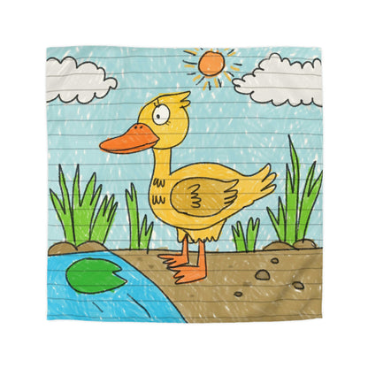 Yellow Duck Bird Pond Microfiber Duvet Cover