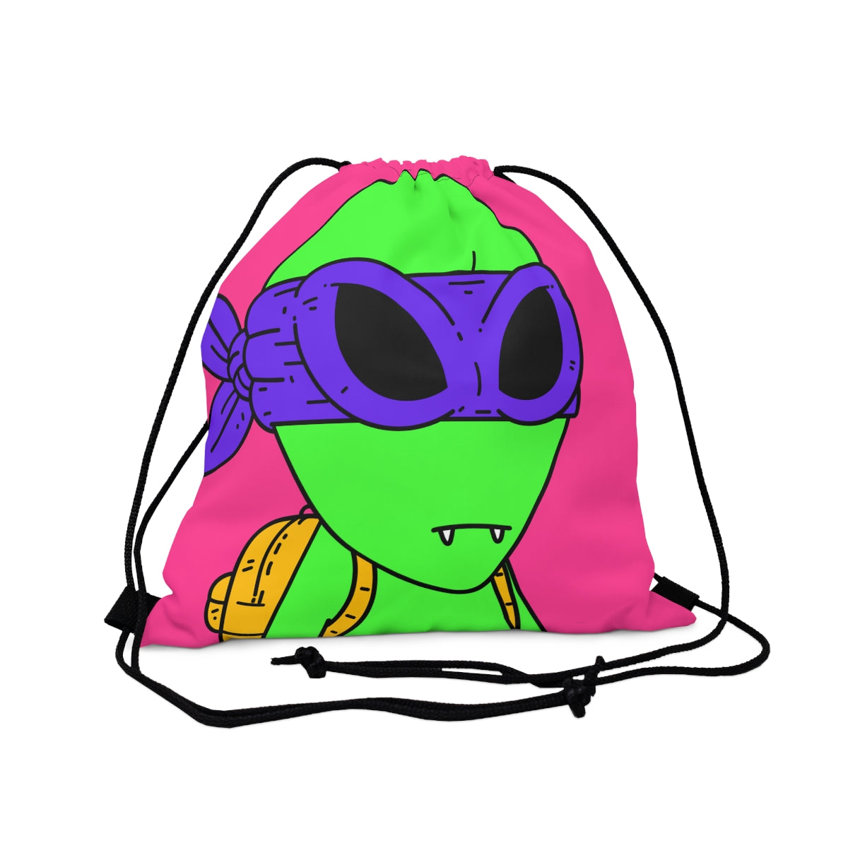 Green Vampire Alien Purple Ninja Mask Mochila amarilla Visitante al aire libre Mochila saco