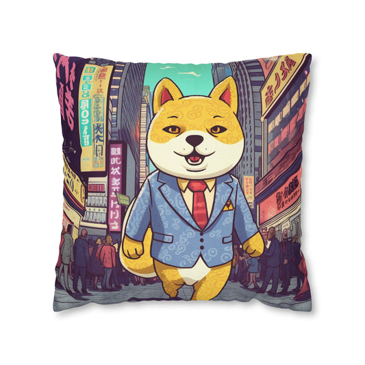 Shiba Inu Business Dog Pillow Case Crypto Fan Favorite, Polyester