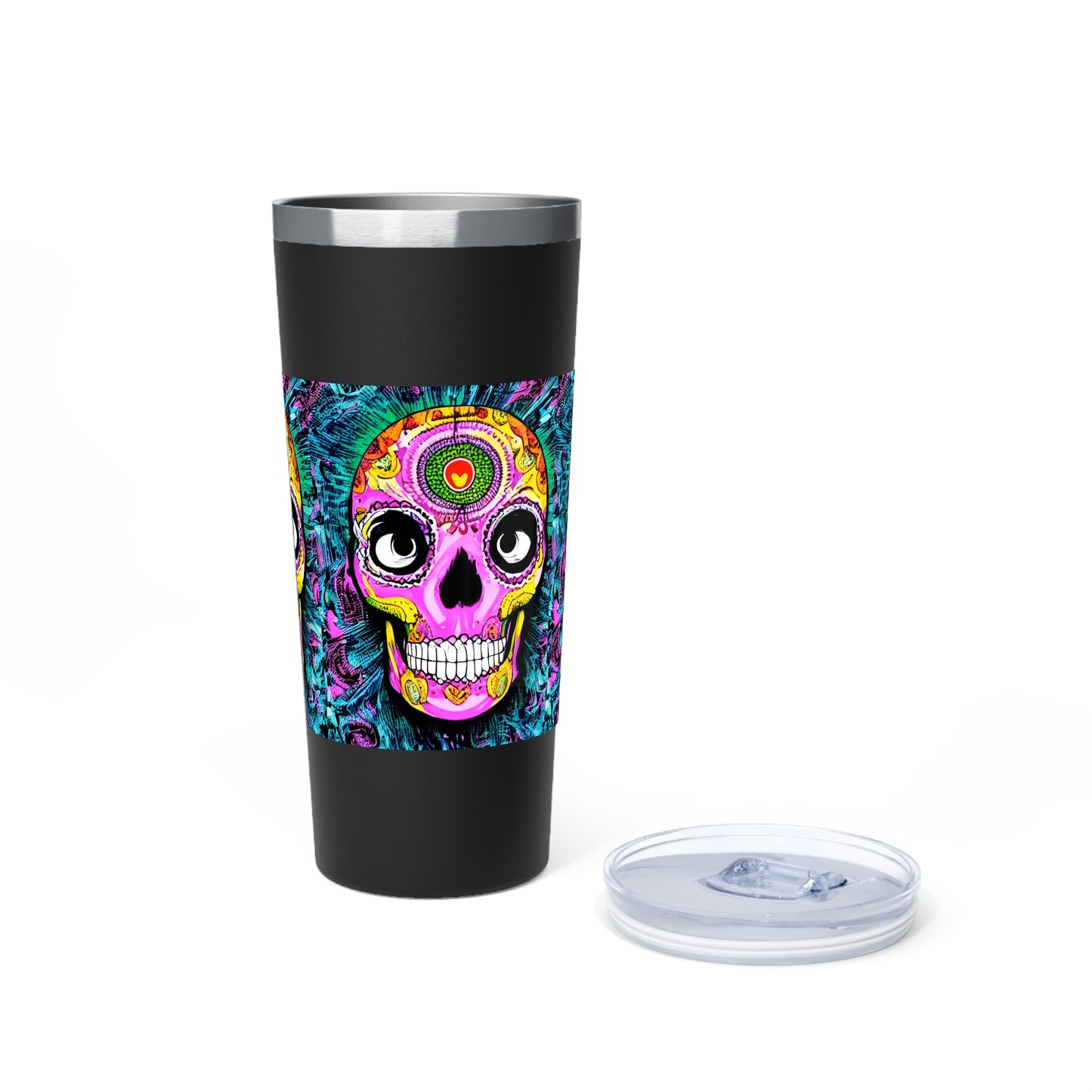 Trippy psychedelic Skull Skeleton Head Face Copper Vacuum Insulated Tumbler, 22oz