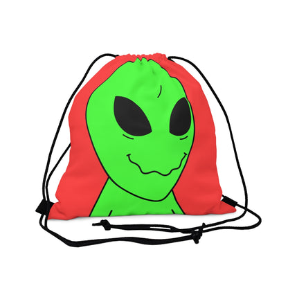 Green Smile Alien Visitor Outdoor Drawstring Bag