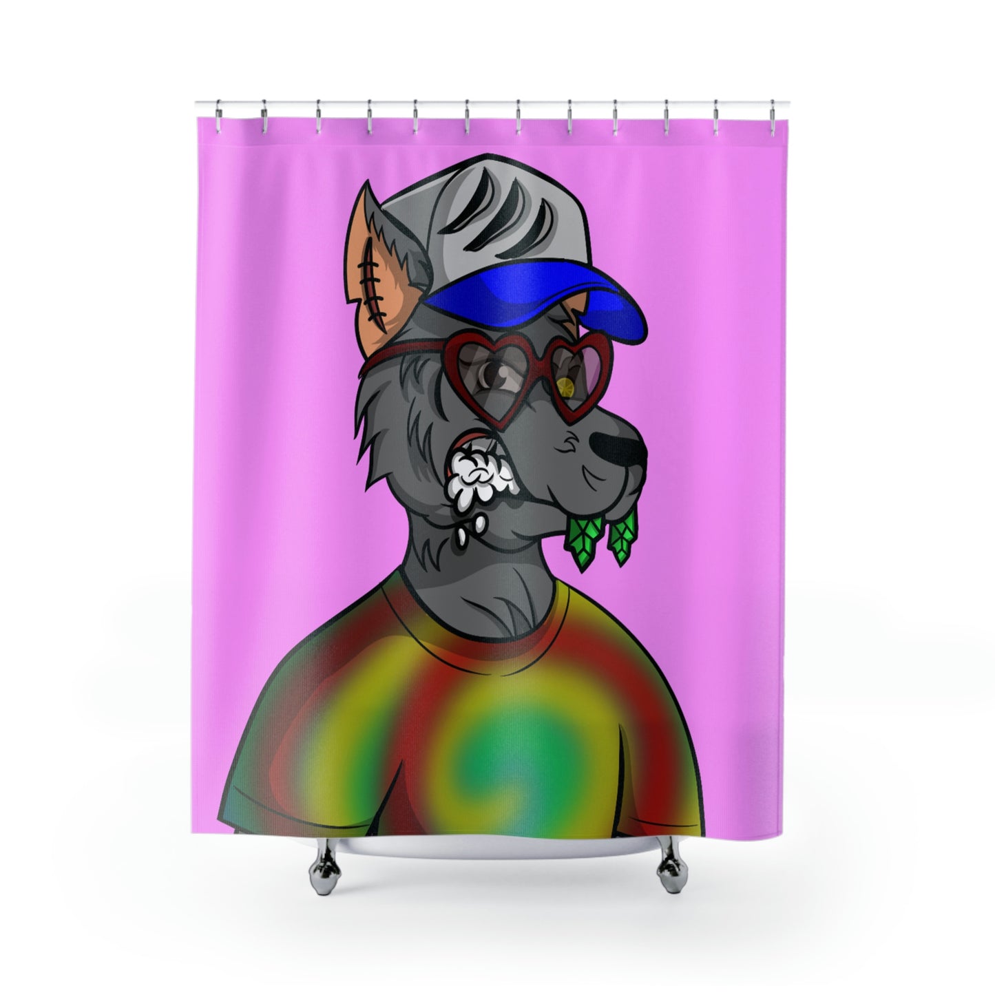 Valentine Heart Wolf Werewolve Tiedye Shower Curtains