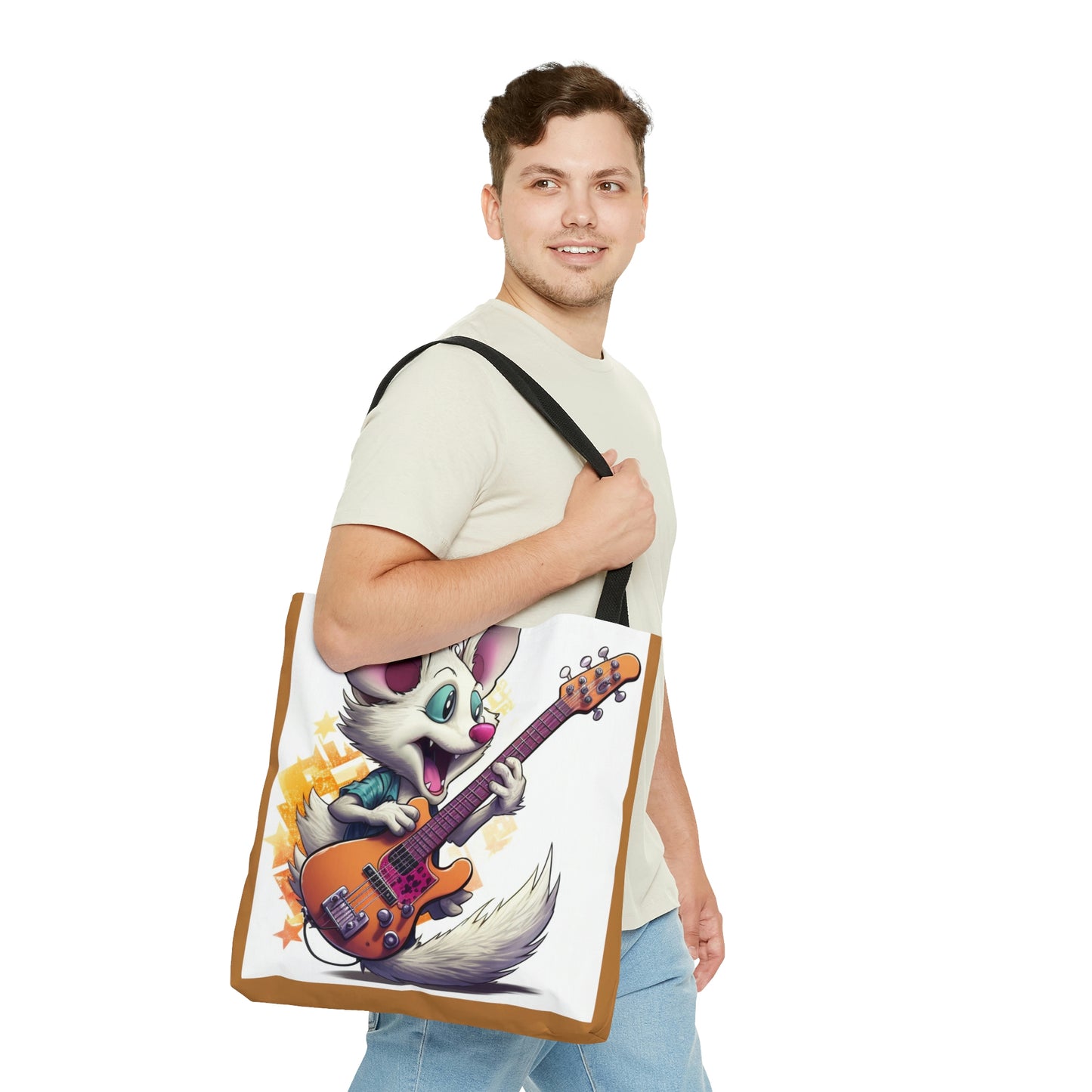 Guitar Player Opossum Cute Animal Graphic Tote Bag (AOP)