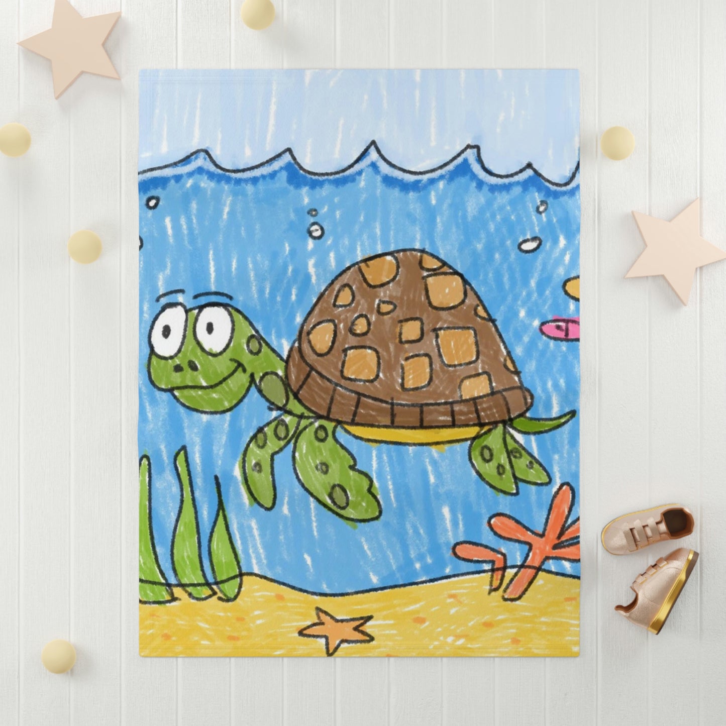 Sea Turtle Beach Sand Ocean Soft Fleece Baby Blanket