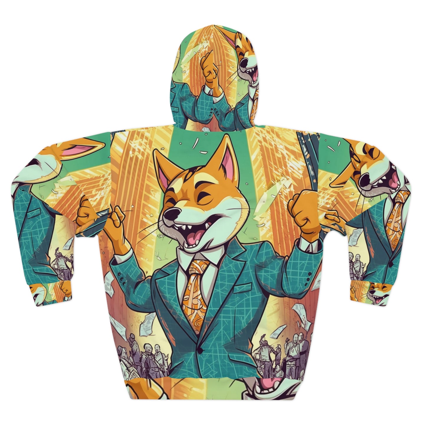 Sudadera con capucha Synthwave Shiba Inu - 86% poliéster, corte personalizado, bolsillo grande - Artículo de coleccionista de NYSE