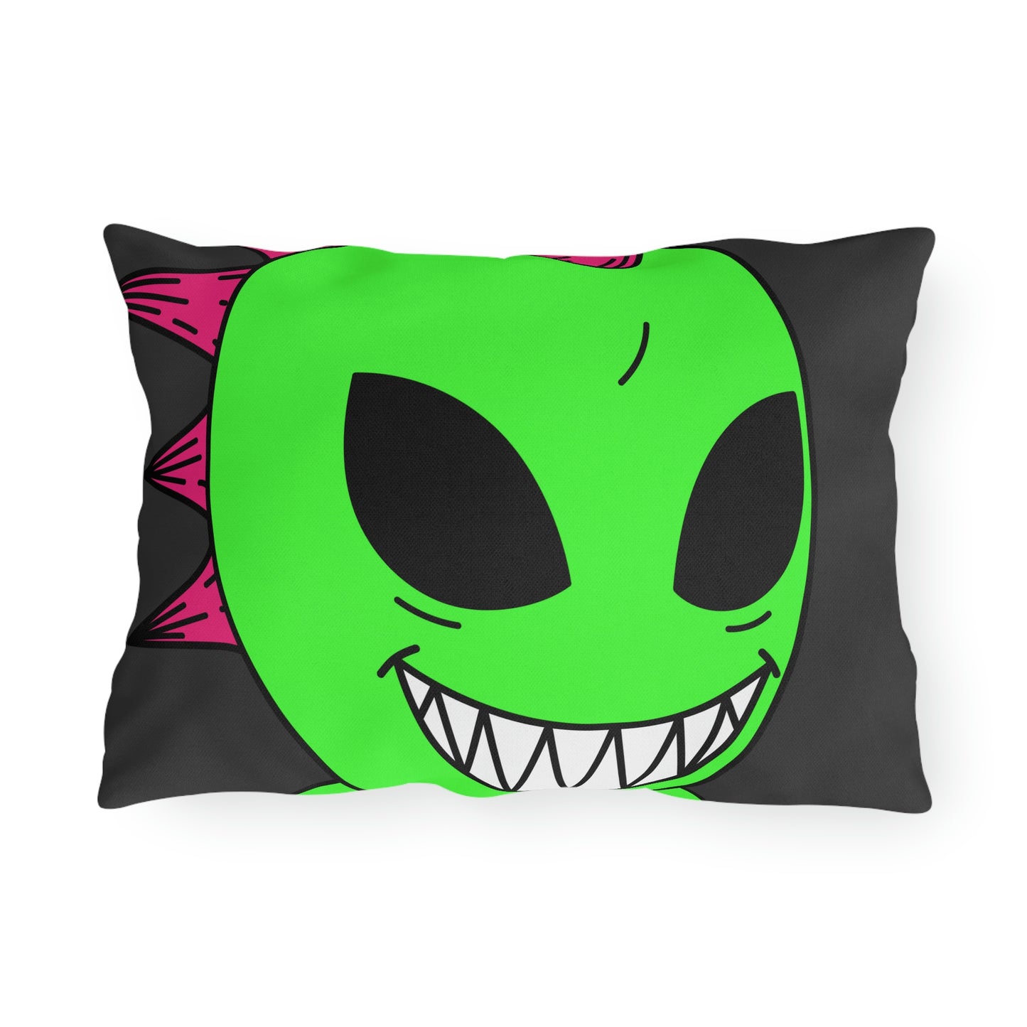 Spiked Pink Hair Muscle Alien Visitor Outdoor Pillows