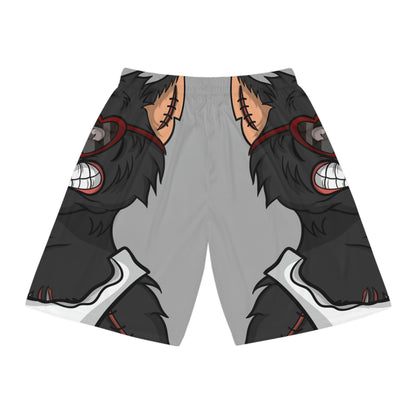 Heart Valentine Black Wolf Cyborg Basketball Shorts