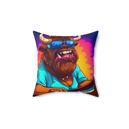 American Bison Keyboard Piano USA Music Musician Spun Polyester Square Pillow