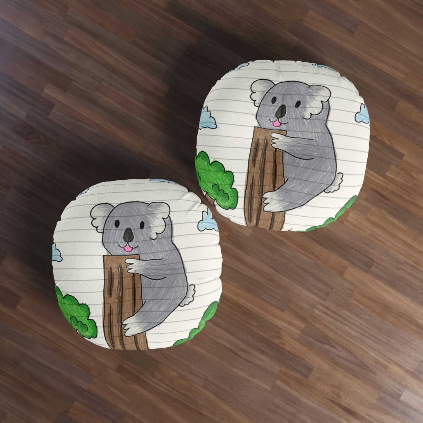 Koala Bear Animal Tree Climber Tufted Floor Pillow, Round