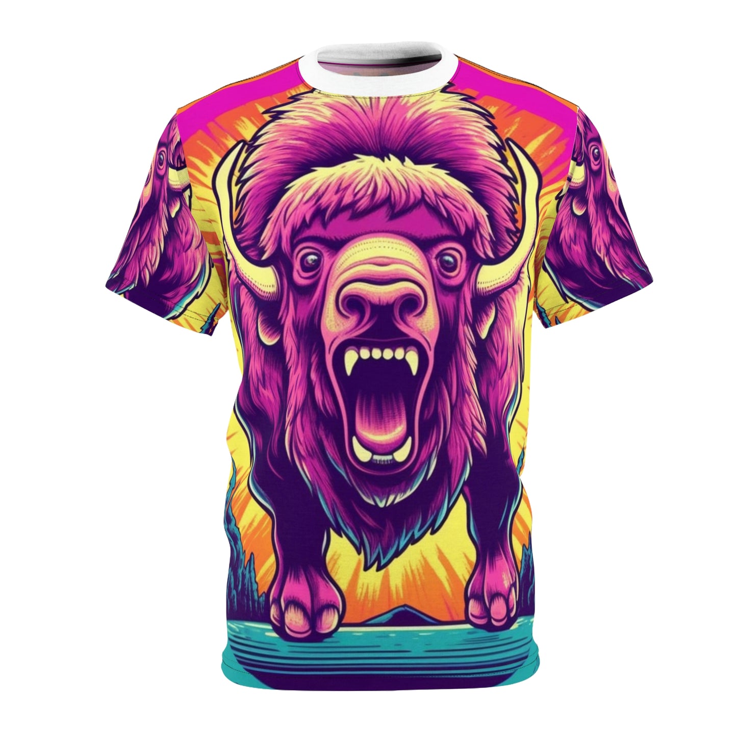 Buffalo American Bison Graphic USA Style Camiseta unisex cortada y cosida (AOP) 