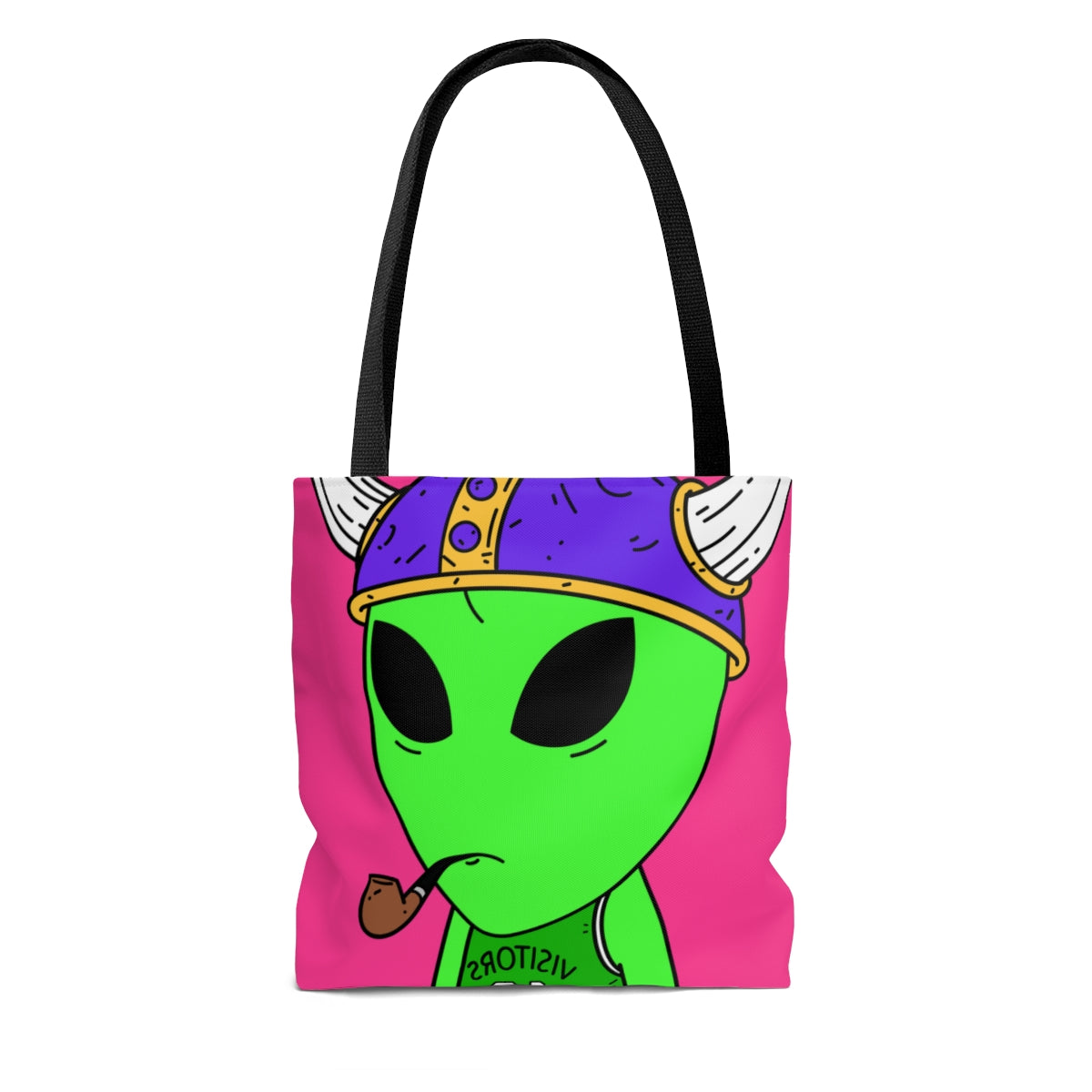 Green Visi Jersey Purple Viking Helmet Pipe Alien Visitor AOP Tote Bag