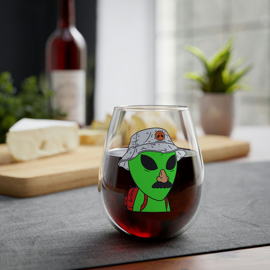 The Visitor Green Alien Space Traveler Stemless Wine Glass, 11.75oz