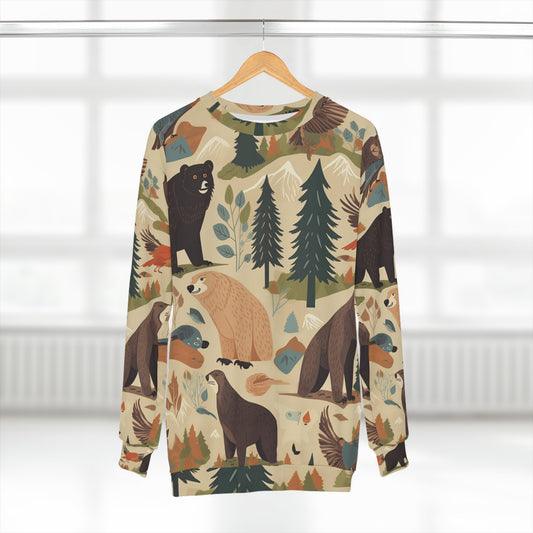 Inspirado en el desierto de EE. UU.: osos grizzly, sudadera unisex con patrón de animales (AOP) 