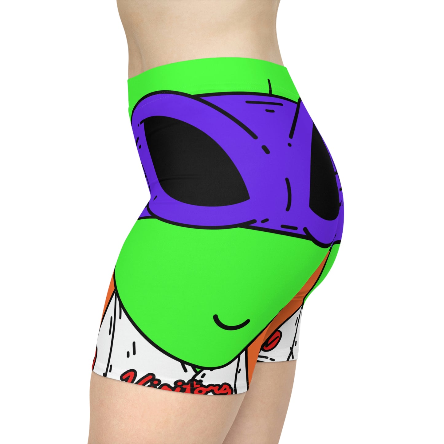 Purple Ninja Peace Visitor Jersey Alien Women's Biker Shorts (AOP)