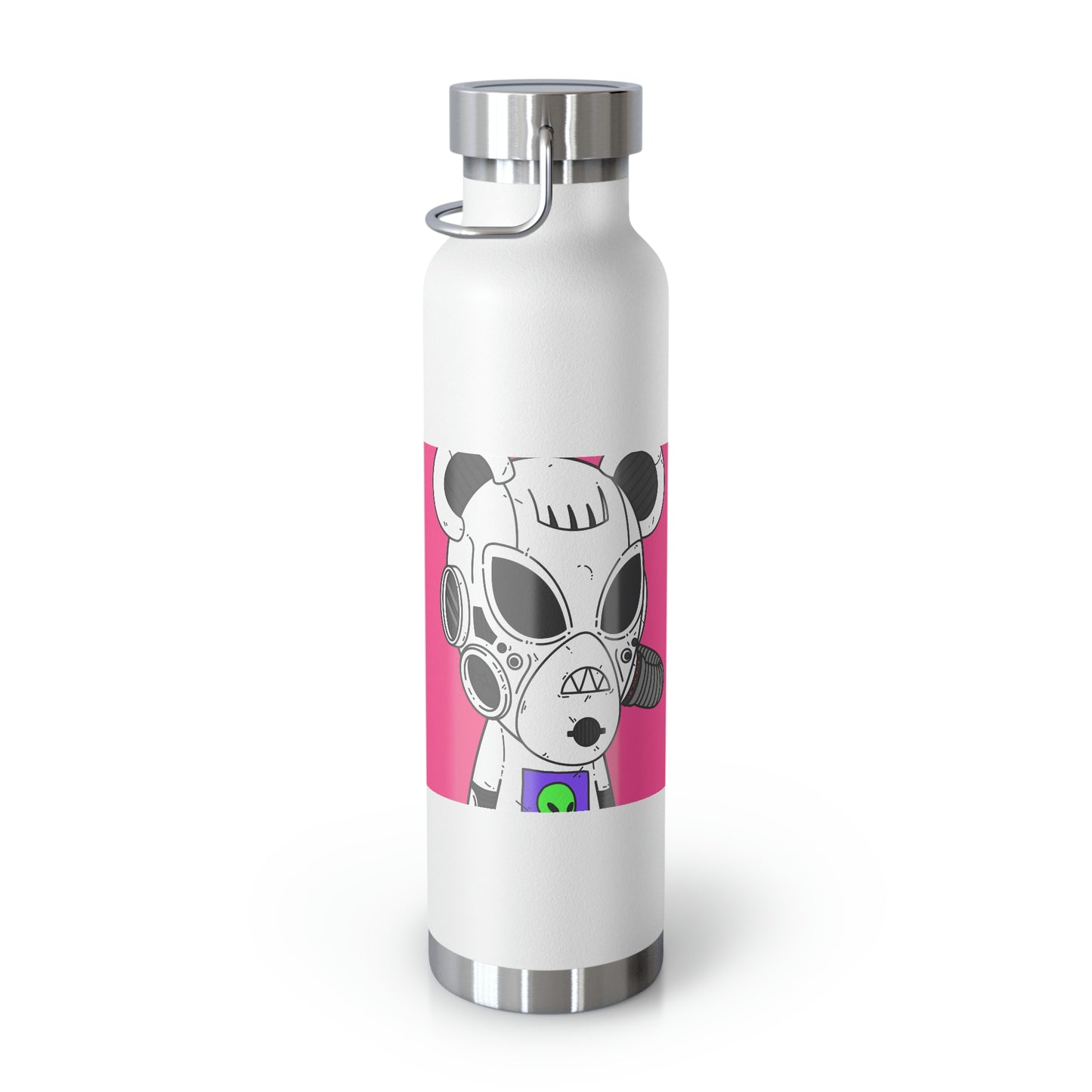 Armored White Mouse Ears Future Alien Cyborg Machine Visitor Copper Vacuum Insulated Bottle, 22oz