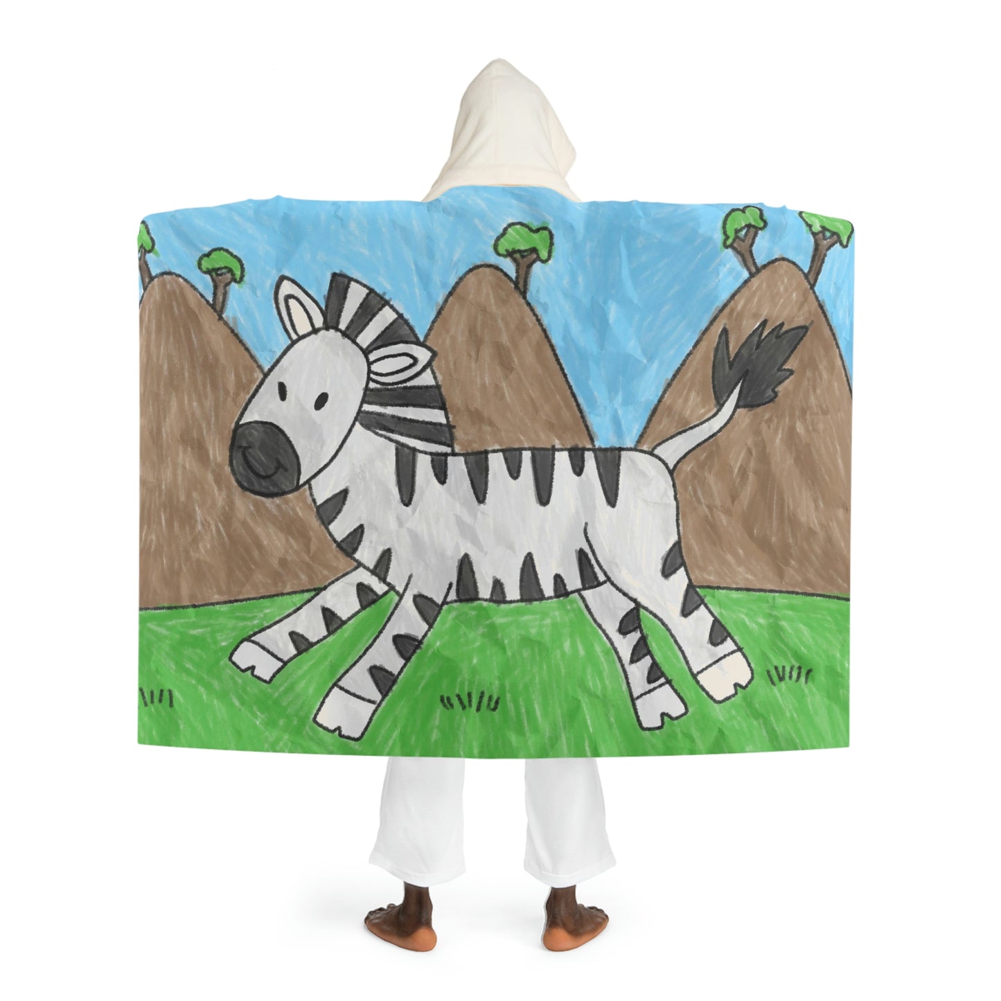 Zebra Graphic Hipster Zebra Animal Hooded Sherpa Fleece Blanket