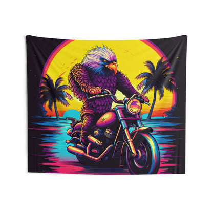 Rider Motorcycle American Bald Eagle Flyer US Graphic Indoor Wall Tapestries