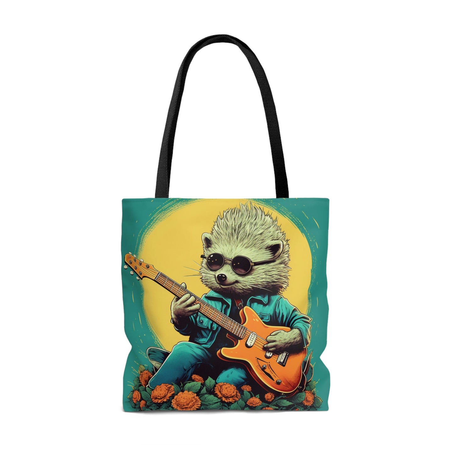 Hedgehog Rock Star Classic Animal Guitarist Graphic Tote Bag (AOP)