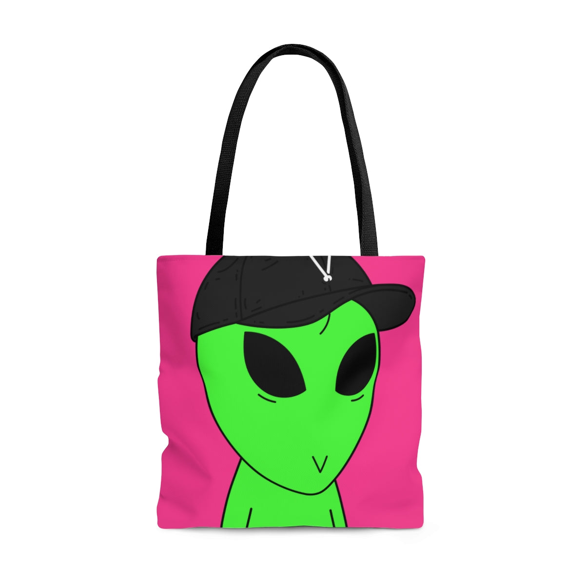 V Face Visitor Green Body Alien Black Hat Visi AOP Tote Bag