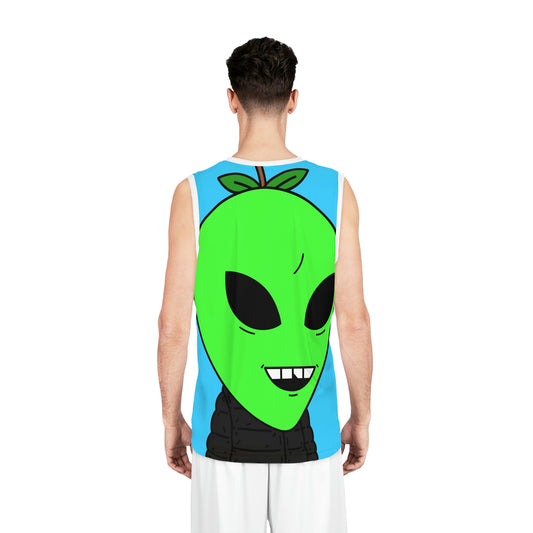 Green Apple Chipped tooth Visitor Smiling Basketball Jersey (AOP)