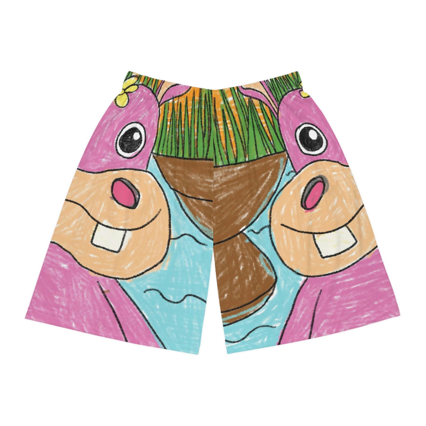 Hippo Hippopotamus Animal Creature Graphic Basketball Shorts (AOP)