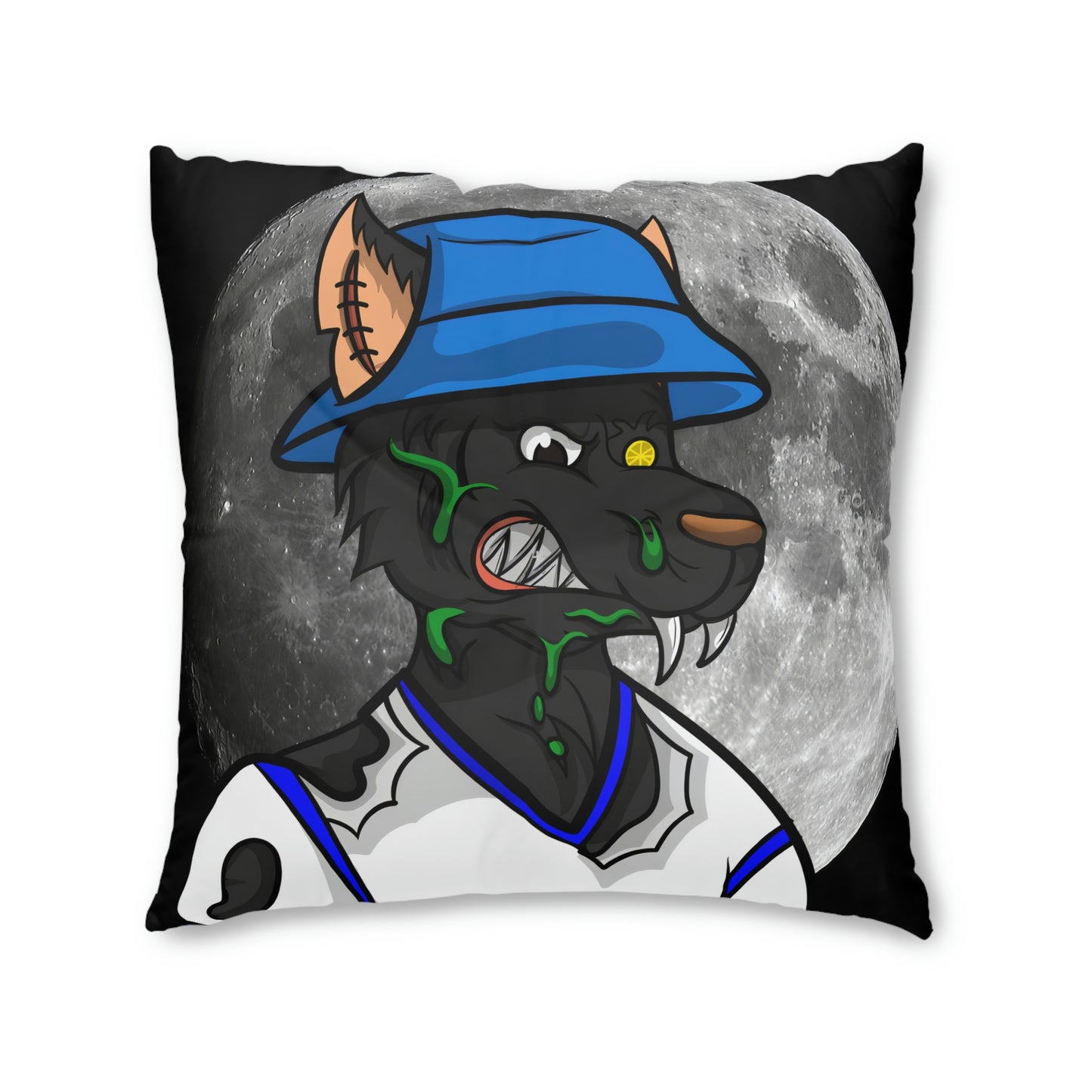 Full Moon Cyborg Werewolve Wolf Tufted Floor Pillow, Square