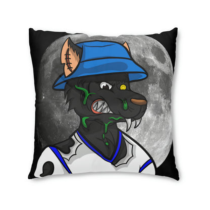 Full Moon Cyborg Werewolve Wolf Tufted Floor Pillow, Square