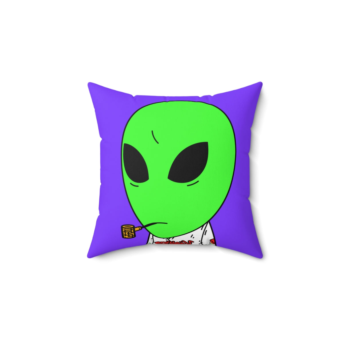 Visi Jersey Green Alien Pipe Mouth Visitor Spun Polyester Square Pillow