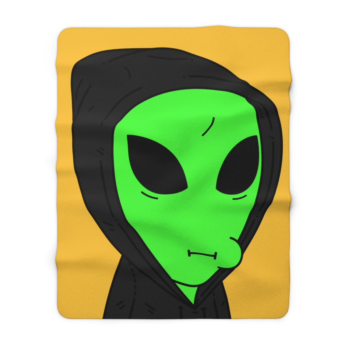 Verde alienígena negro sudadera con capucha personaje de dibujos animados visitante manta polar sherpa