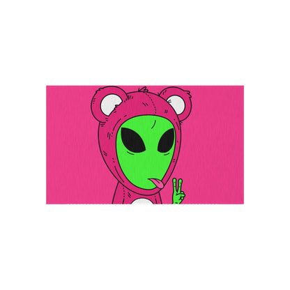 Pink Bear Green Peace Hand Tongue Visitor Alien Outdoor Rug