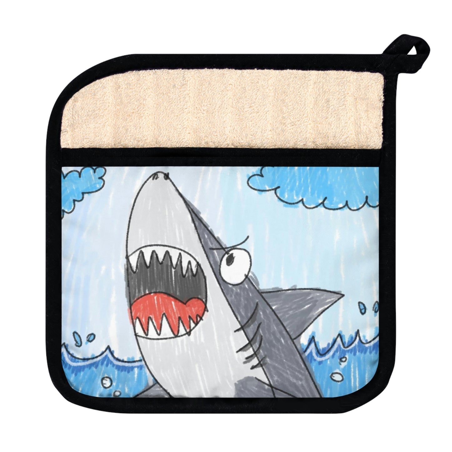 Shark Jaw Teeth Attack Ocean Sea Creature Pot Holder with Pocket