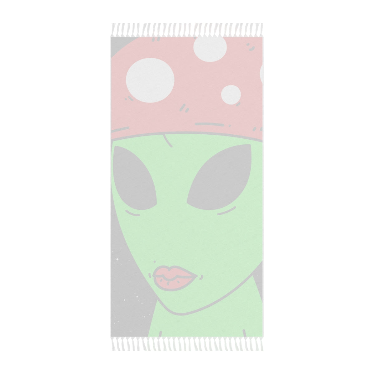 Mushroom Head Green Alien Visitor w/ Red Lips Boho Beach Cloth - Visitor751