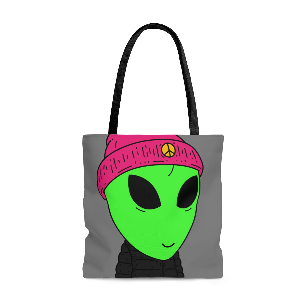 Los visitantes Green Alien Peace Hat AOP Bolsa de tela 