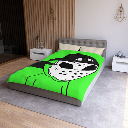 White Hockey Mask Green Alien Visitor Microfiber Duvet Cover