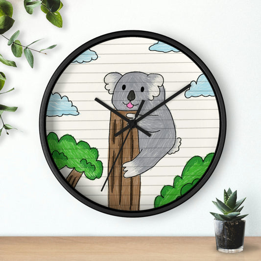 Reloj de pared escalador de árboles animal oso koala 