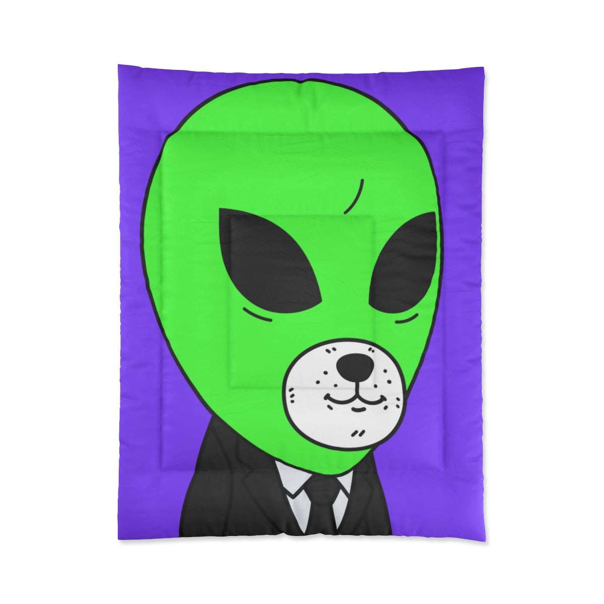 Green Alien Business Suit Dog Face Visitor Bed Comforter