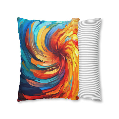 Vibrant Swirling Abstract Art - Unique and Colorful Spun Polyester Square Pillow Case