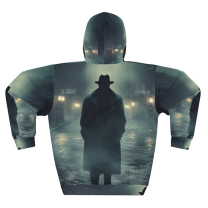 Mystery Detective Alley - Noir Book Cover Artwork Sudadera con capucha unisex (AOP) 