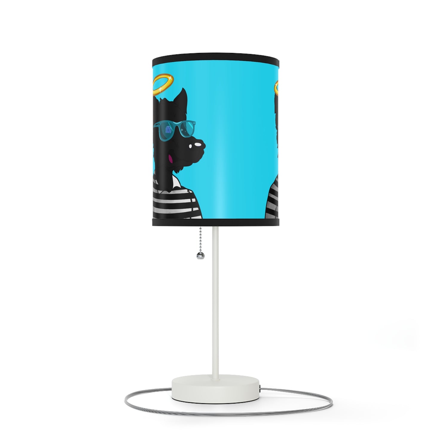 Cyborg Wolve Angel Halo Striped Shirt Glasses Wolf Lamp on a Stand, US|CA plug