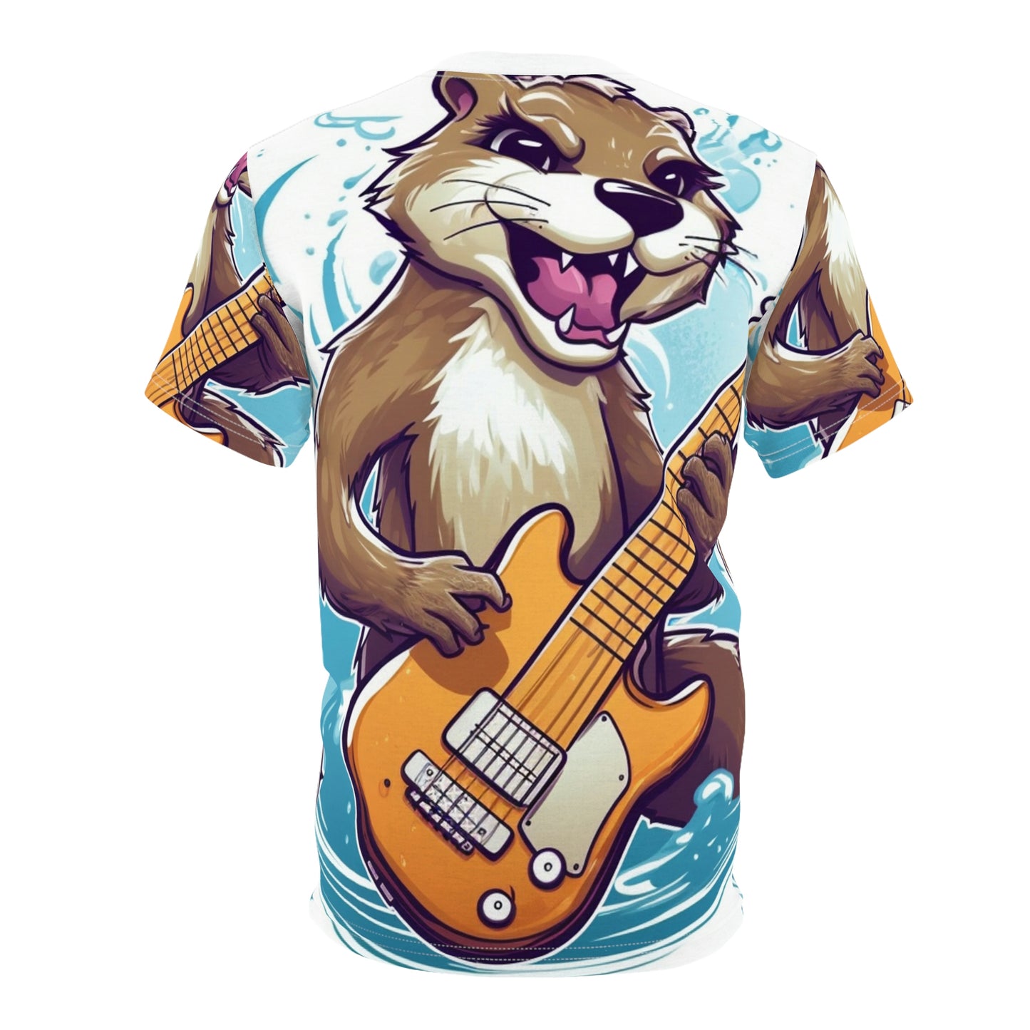 Otter Guitar Music Player Furry Animal Graphic Unisex Cut & Sew Tee (AOP)