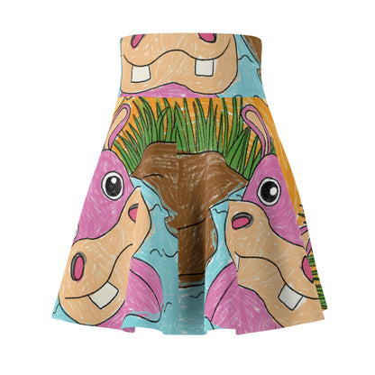 Hippo Hippopotamus Animal Creature Graphic Women's Skater Skirt