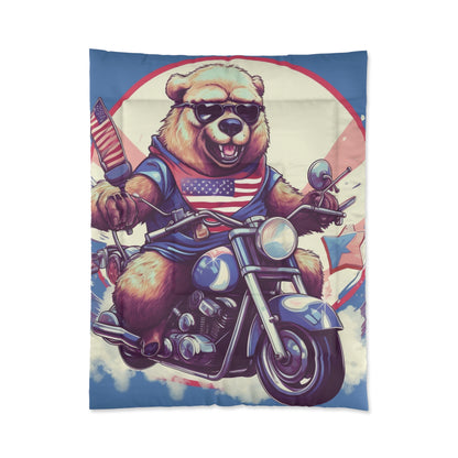 Roaring American Pride: Patriotic Bear 独立記念日 オートバイ アドベンチャー 掛け布団