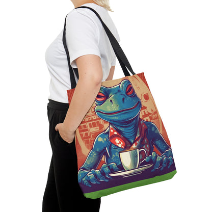 Frog Coffee Drinker Shop オールドクラシックグラフィックトートバッグ (AOP) 