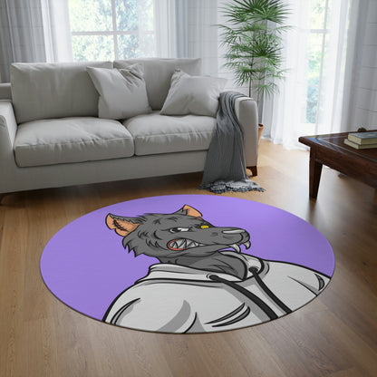 Grey Cyborg Wolve Werewolf White Sweatshirt Round Rug