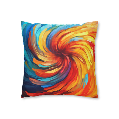 Vibrant Swirling Abstract Art - Unique and Colorful Spun Polyester Square Pillow Case