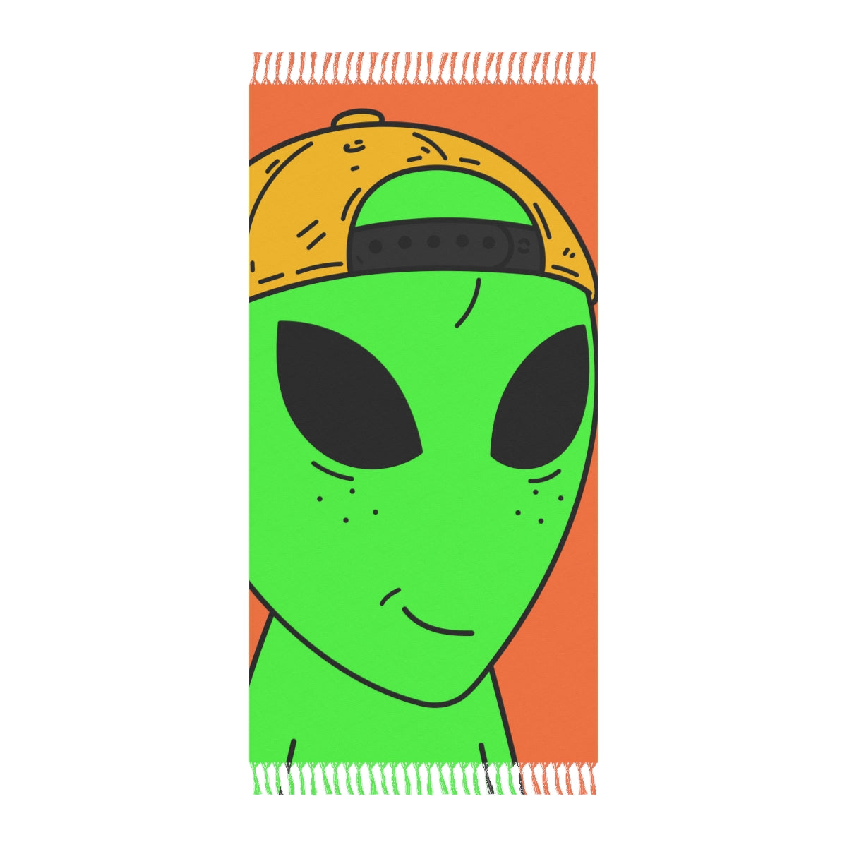Green Freckle Alien Yellow Hat Visitor Boho Beach Cloth