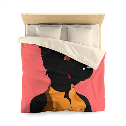 The Cyborg Wolve Orange Puffy Jacket Bucket Hat Microfiber Duvet Cover