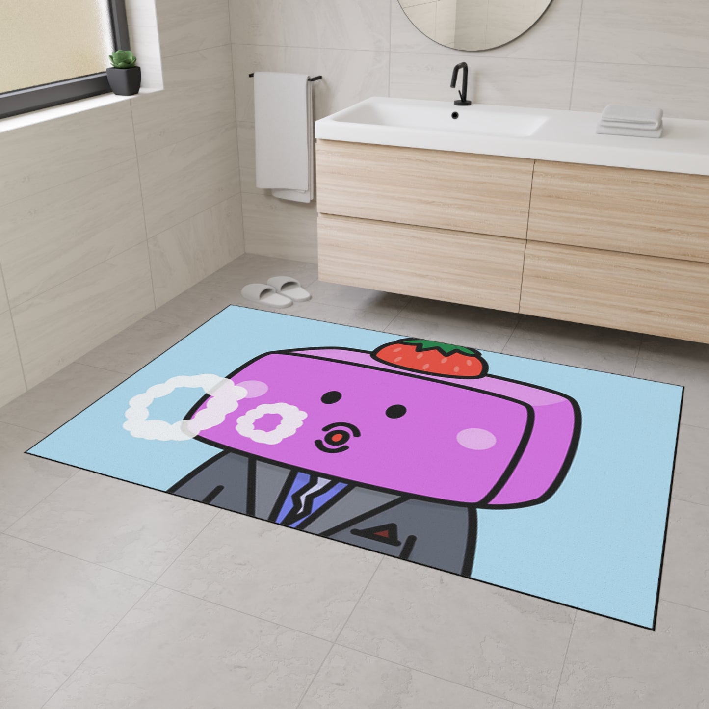 Strawberry Fruit Head Block Heavy Duty Floor Mat