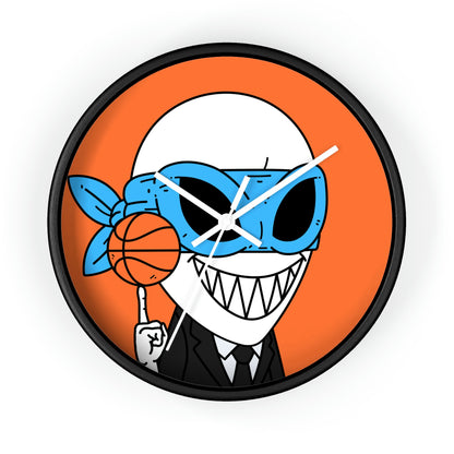 Alien BBall Sport Ninja Mask Orange Basketball Wall clock