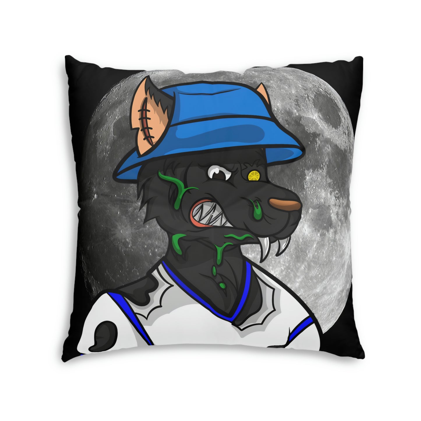 Full Moon Cyborg Werewolve Wolf Tufted Floor Pillow, Square